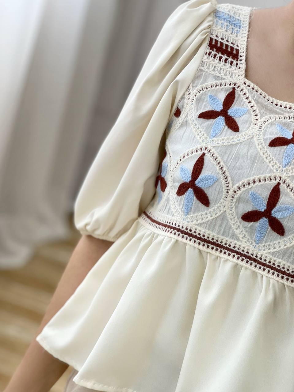 شومیز قلاب بافی آستین کوتاه مدل 3 کد 3649