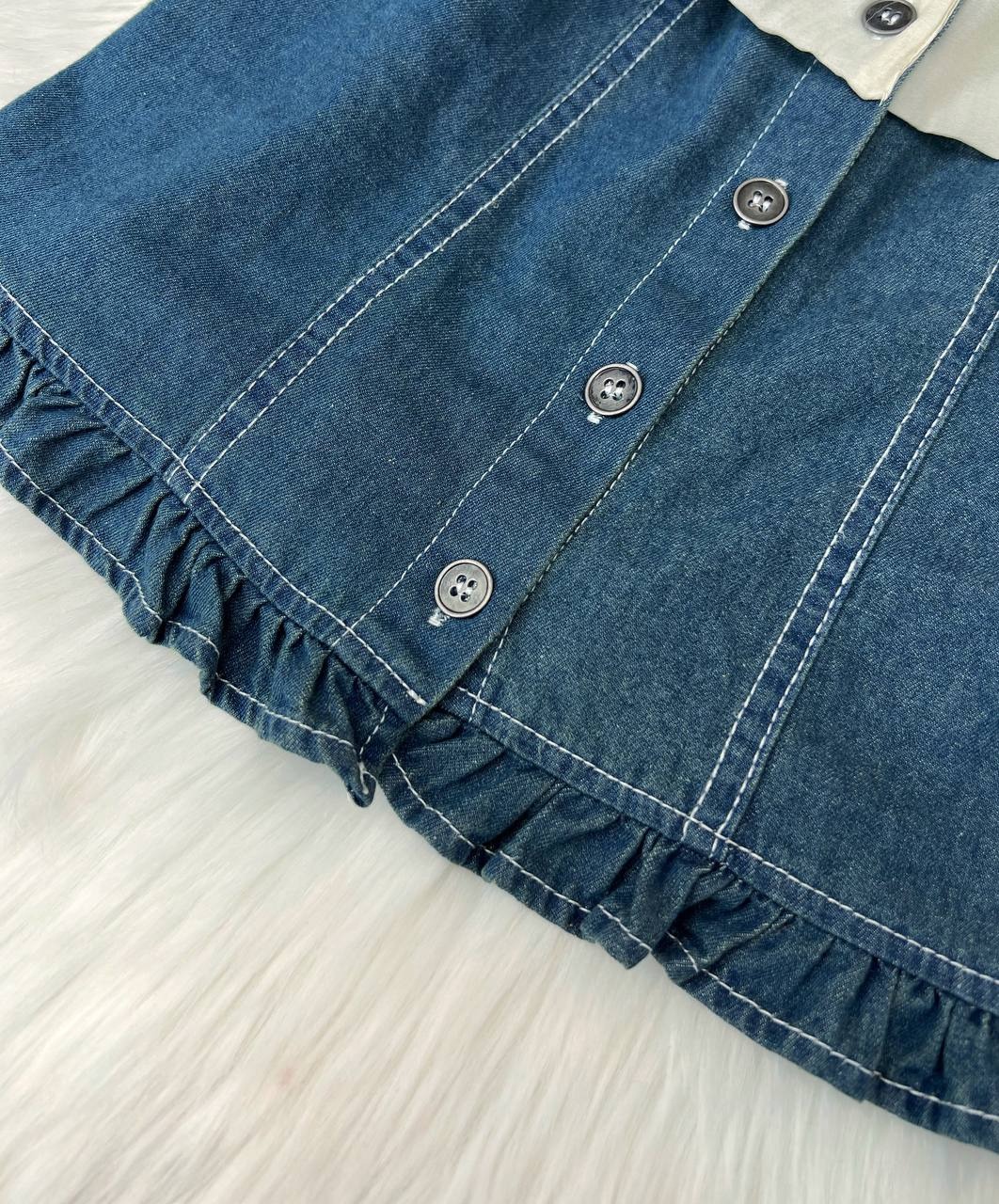 شومیز جین یقه چین کد 3650