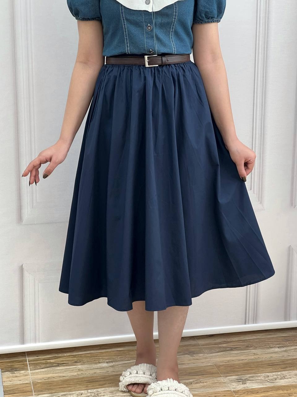 دامن کتان صابونی وارداتی کد 3651