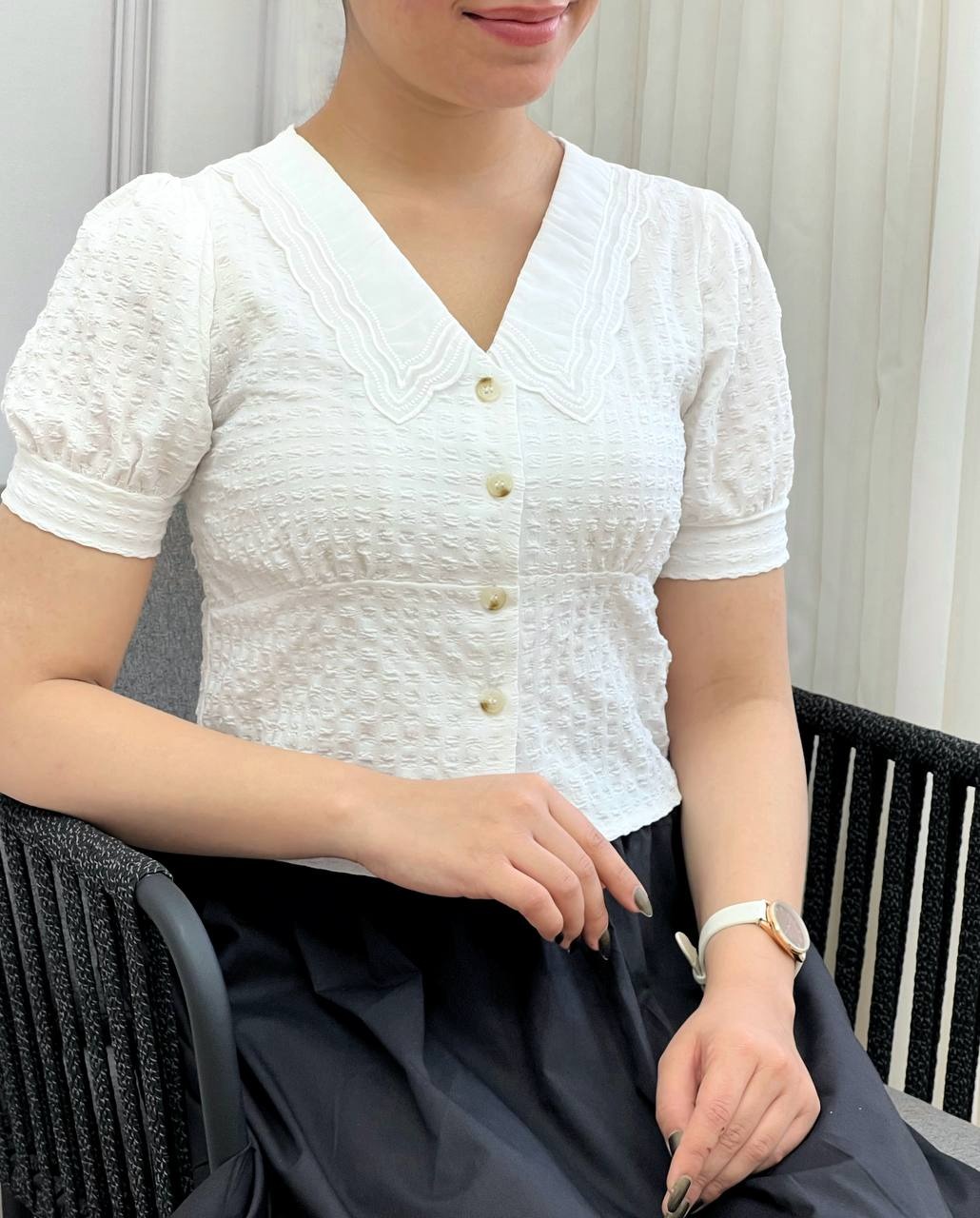 کراپ شومیز دو رنگ کد 3652