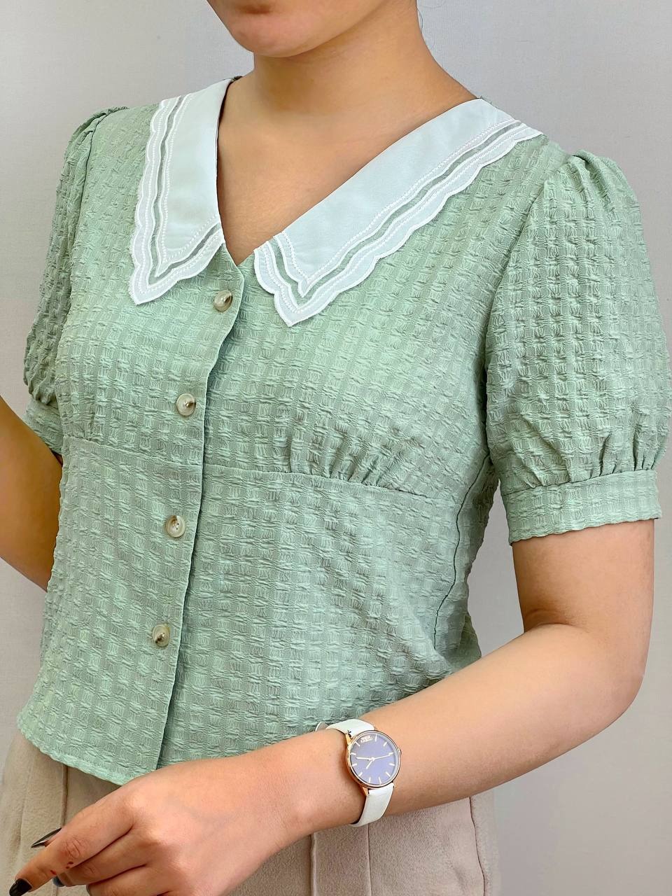 کراپ شومیز دو رنگ کد 3652