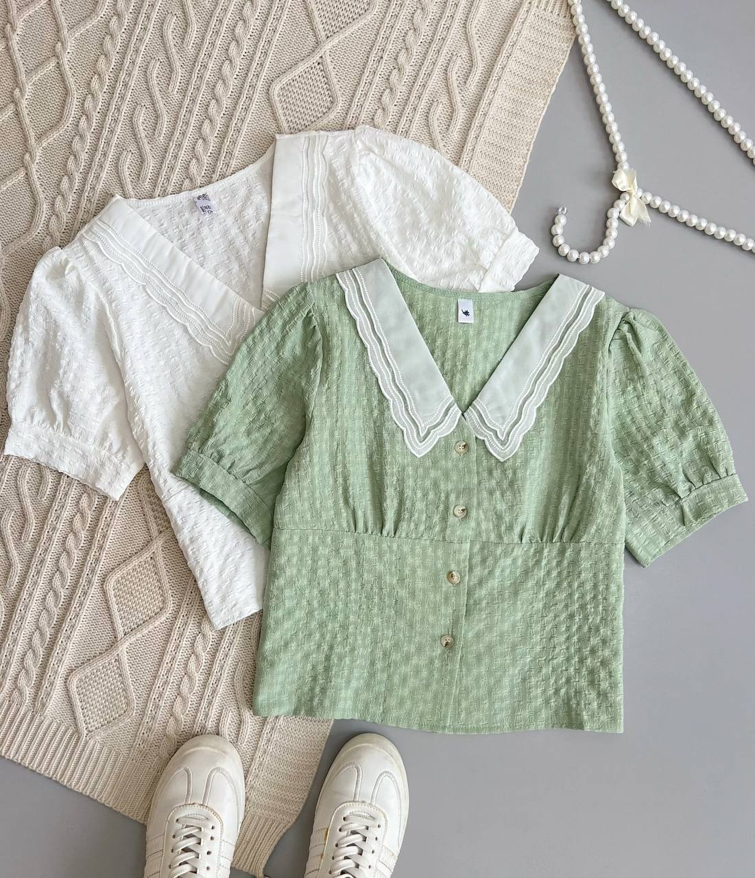 کراپ شومیز دو رنگ کد 3652