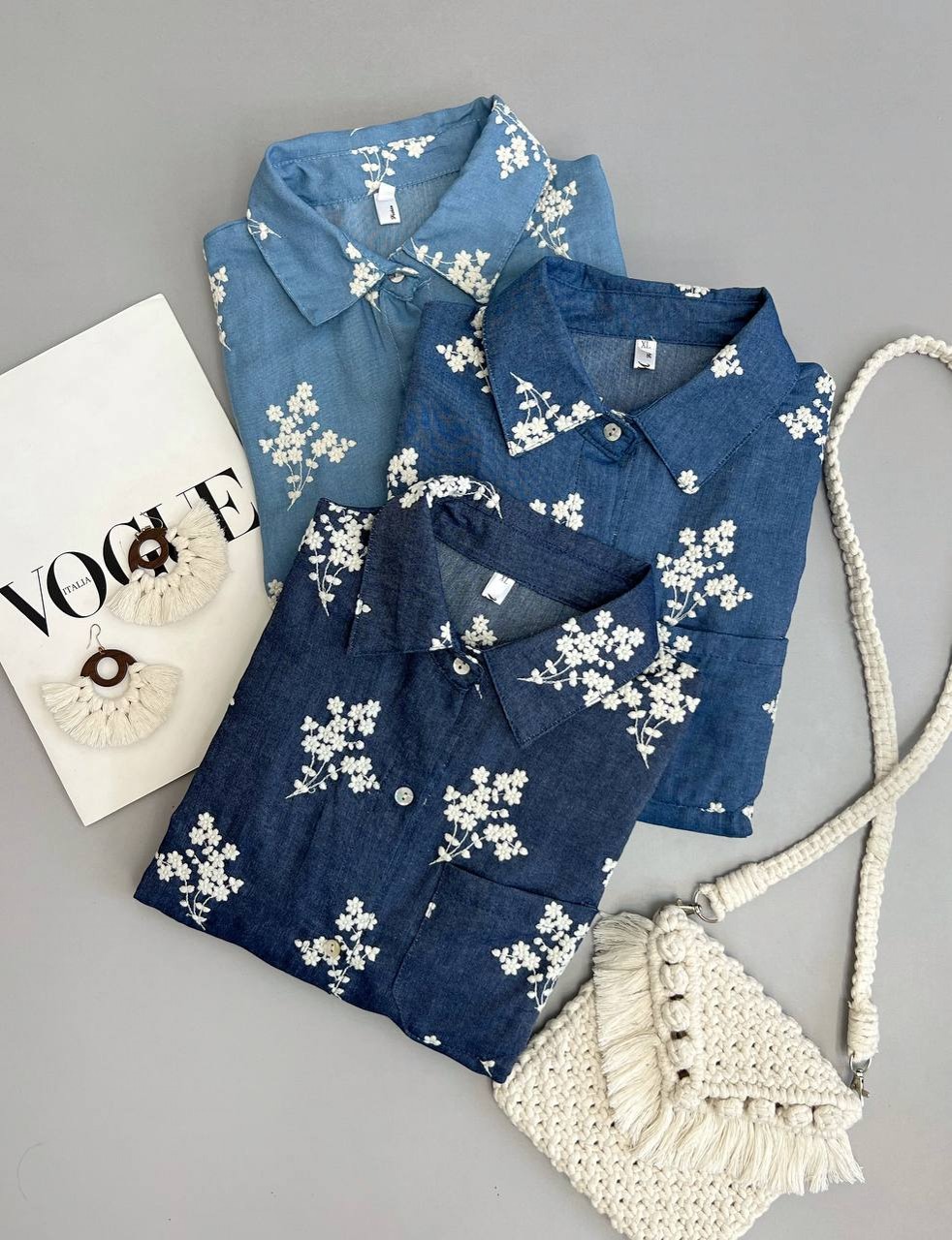 شومیز جین کاغذی شکوفه کد 3653