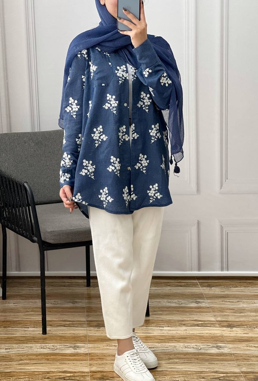 شومیز جین کاغذی شکوفه کد 3653