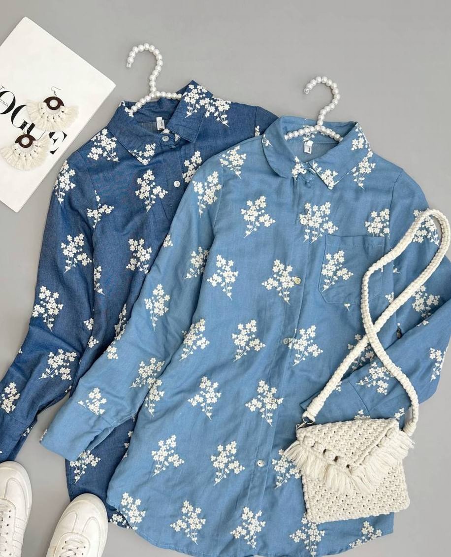 شومیز جین کاغذی شکوفه کد 3653