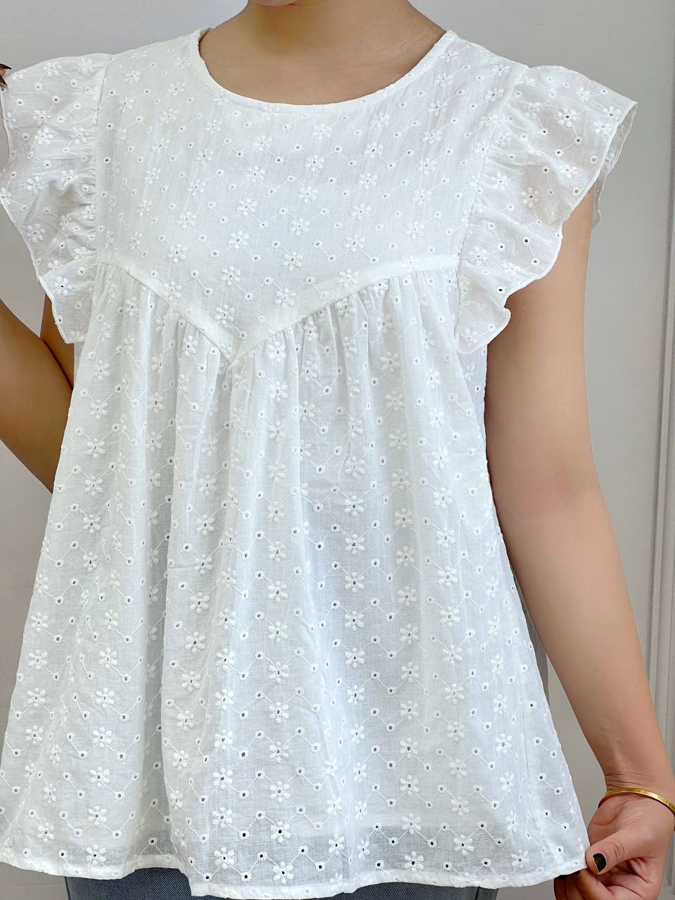 تاپ آستین چین خامه دوزی کد 3658