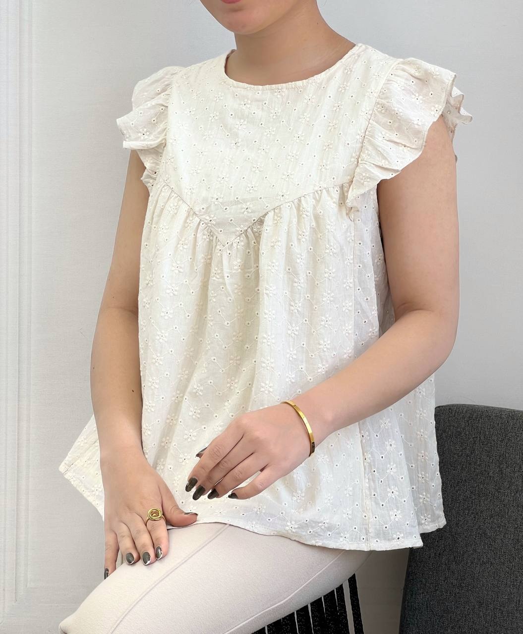 تاپ آستین چین خامه دوزی کد 3658