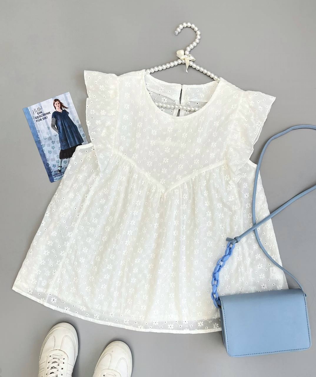 تاپ آستین چین خامه دوزی کد 3658