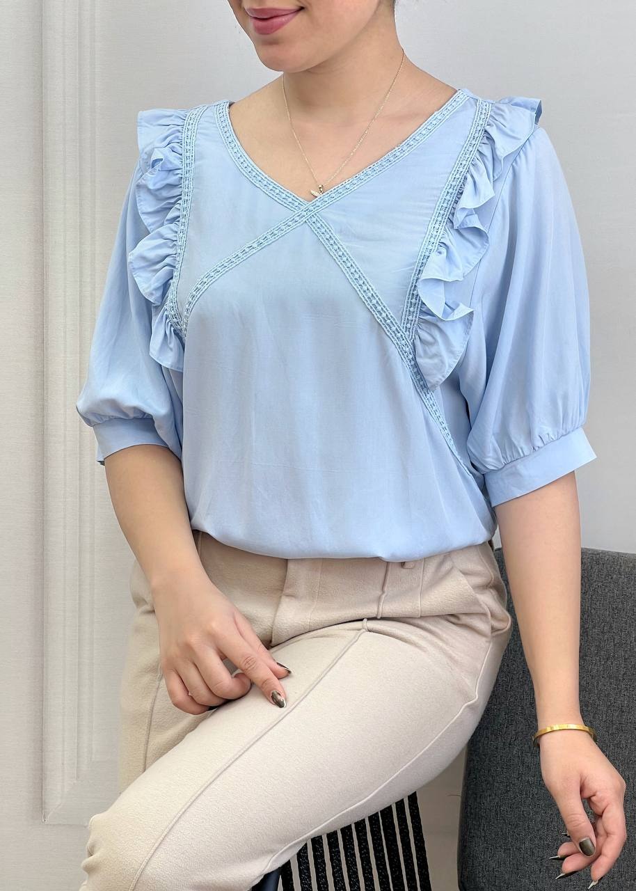 شومیز آستین پف پشت ضربدر کد 3661