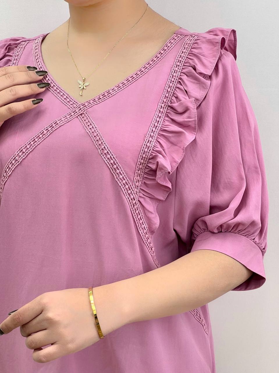 شومیز آستین پف پشت ضربدر کد 3661