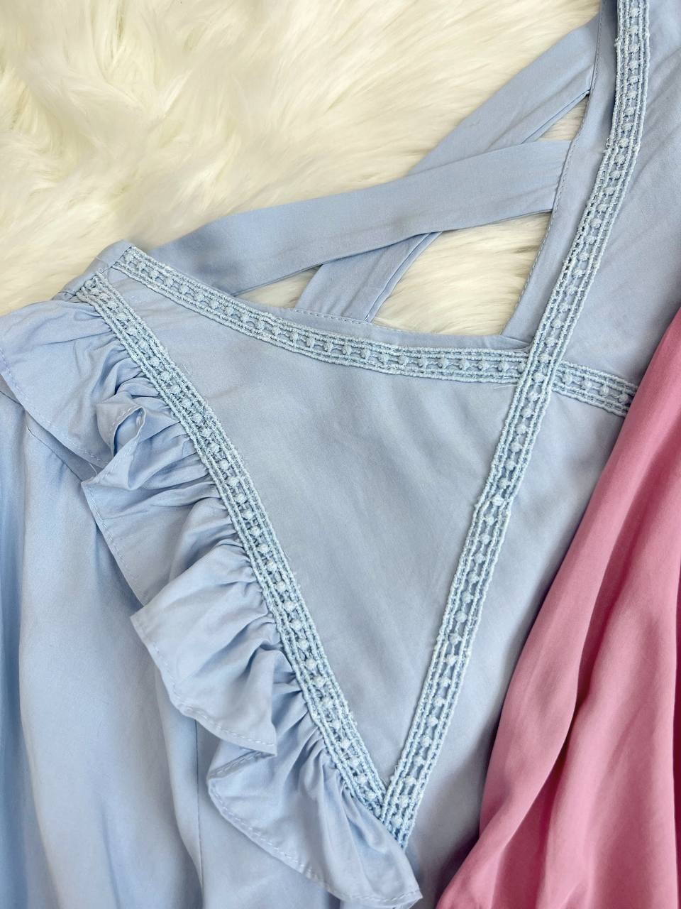 شومیز آستین پف پشت ضربدر کد 3661