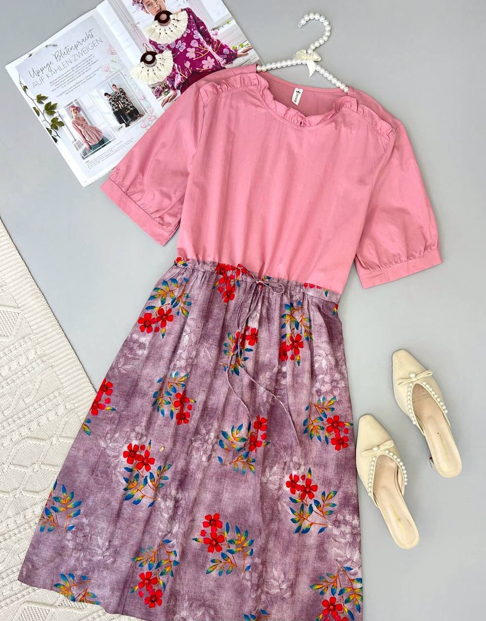 پیراهن نخی کمر گتر کد 3663