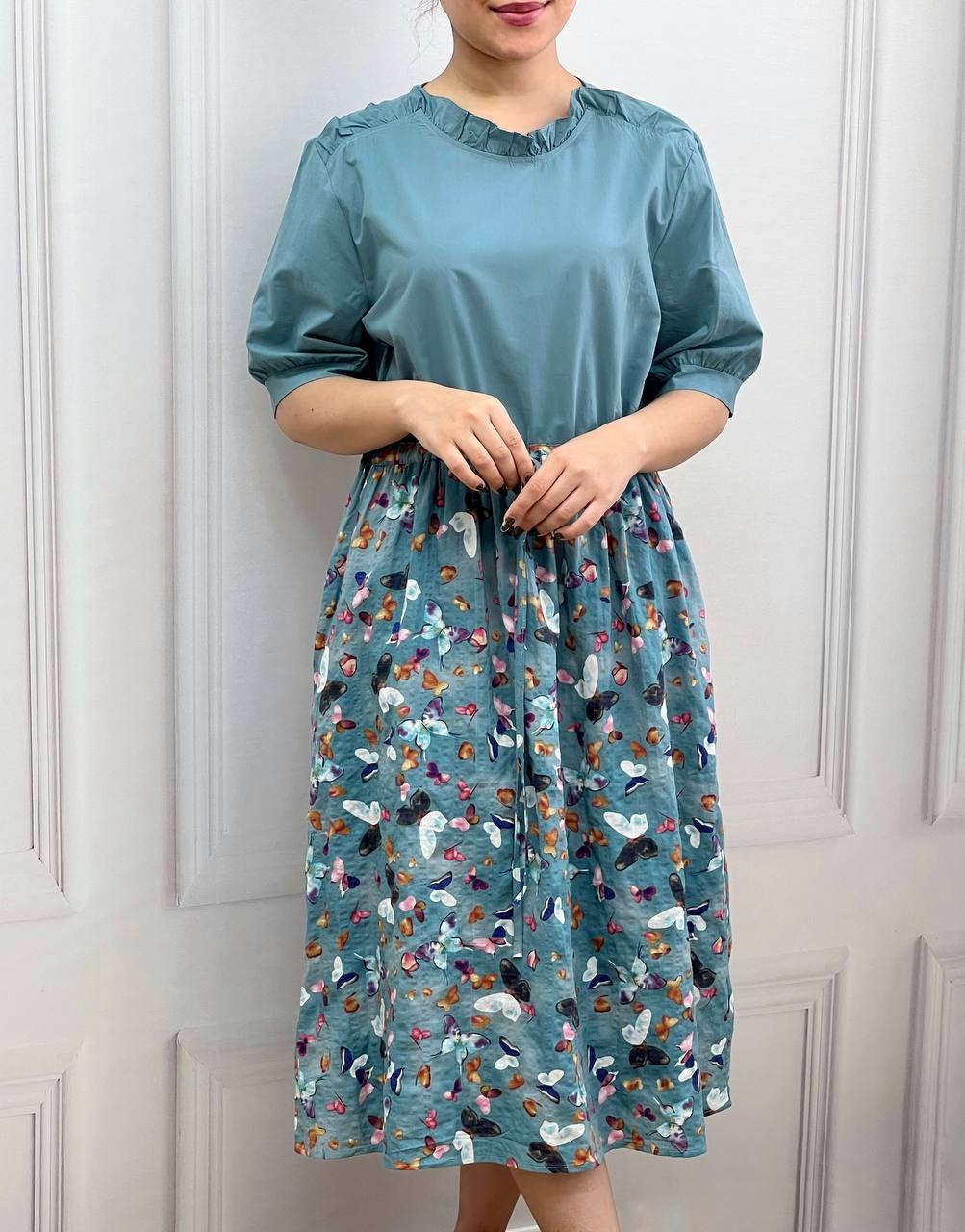 پیراهن نخی کمر گتر کد 3663