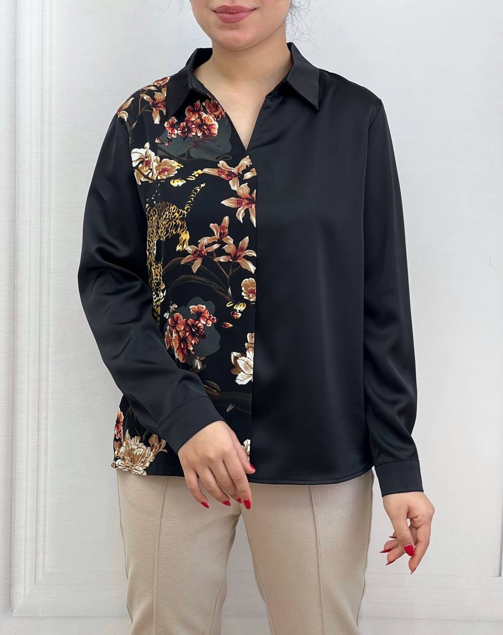 شومیز ساتن طرحدار کد 3664