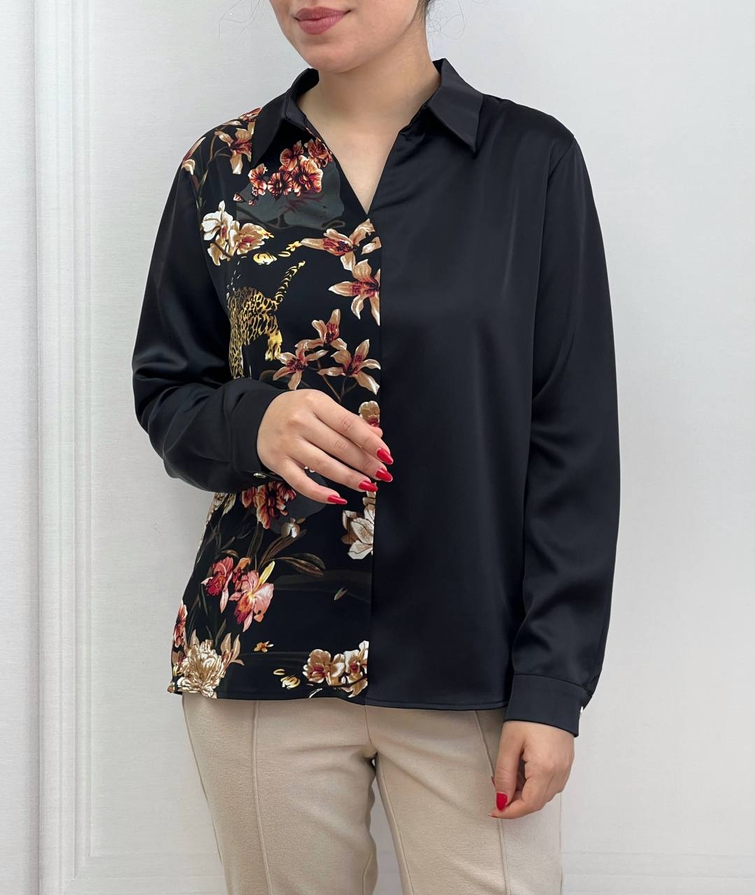 شومیز ساتن طرحدار کد 3664