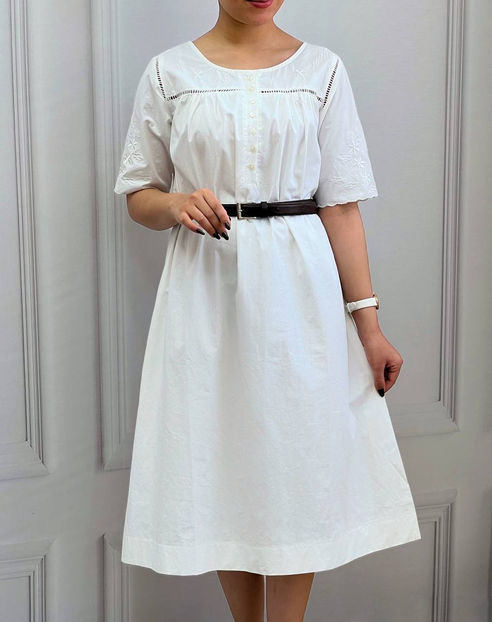 پیراهن گلدوزی تکرنگ کد 3669