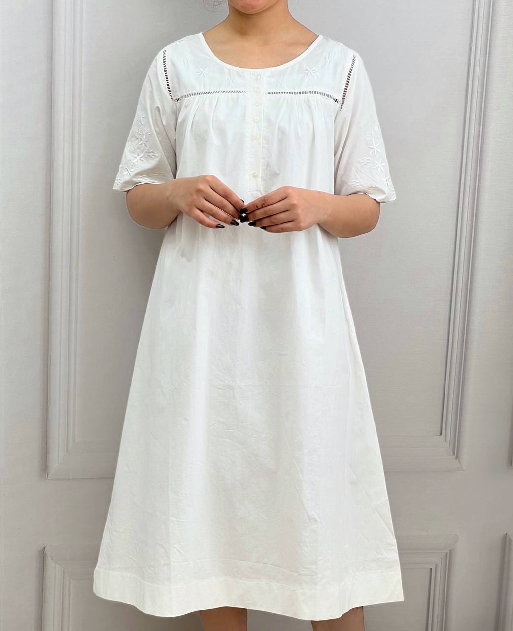 پیراهن گلدوزی تکرنگ کد 3669