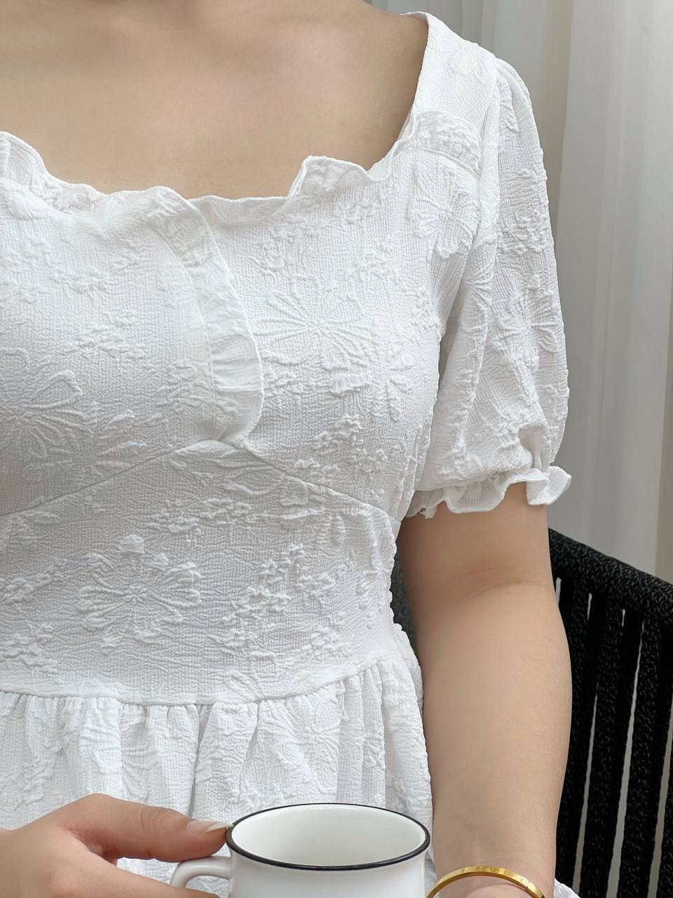 پیراهن ژاکارد گل برجسته کد 3676