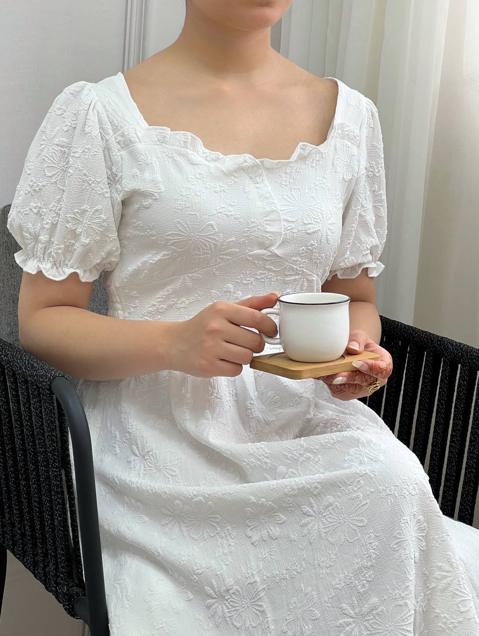 پیراهن ژاکارد گل برجسته کد 3676