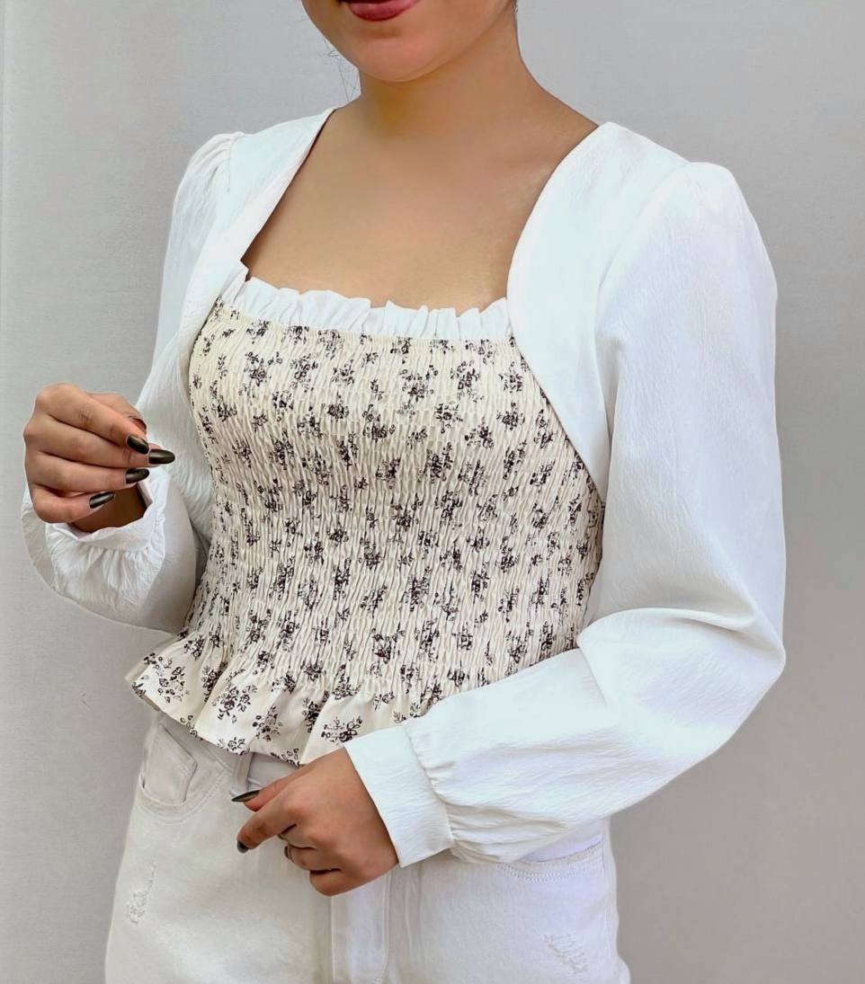 شومیز کش ماسوره گل ریز کد 3678