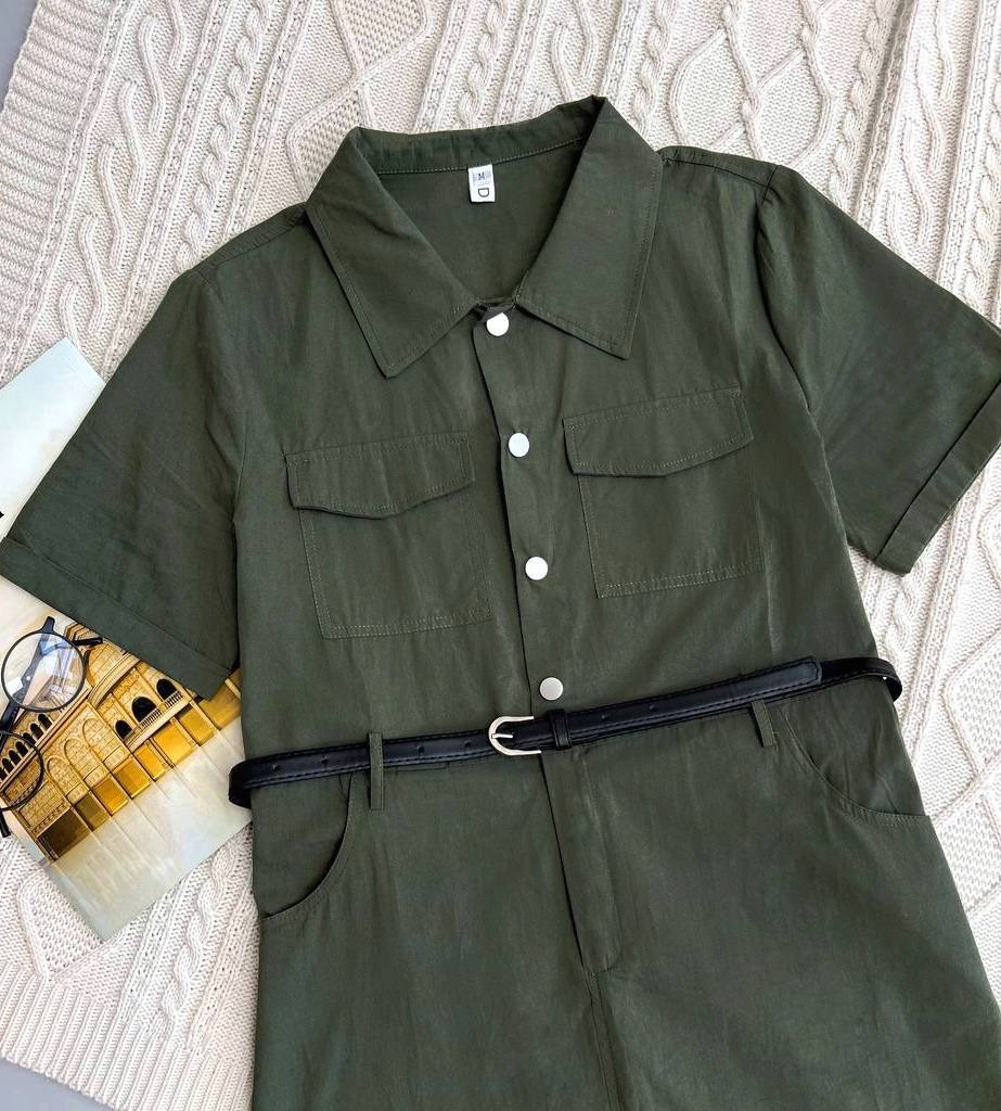 پیراهن آستین کوتاه بهمراه کمربند کد 3681