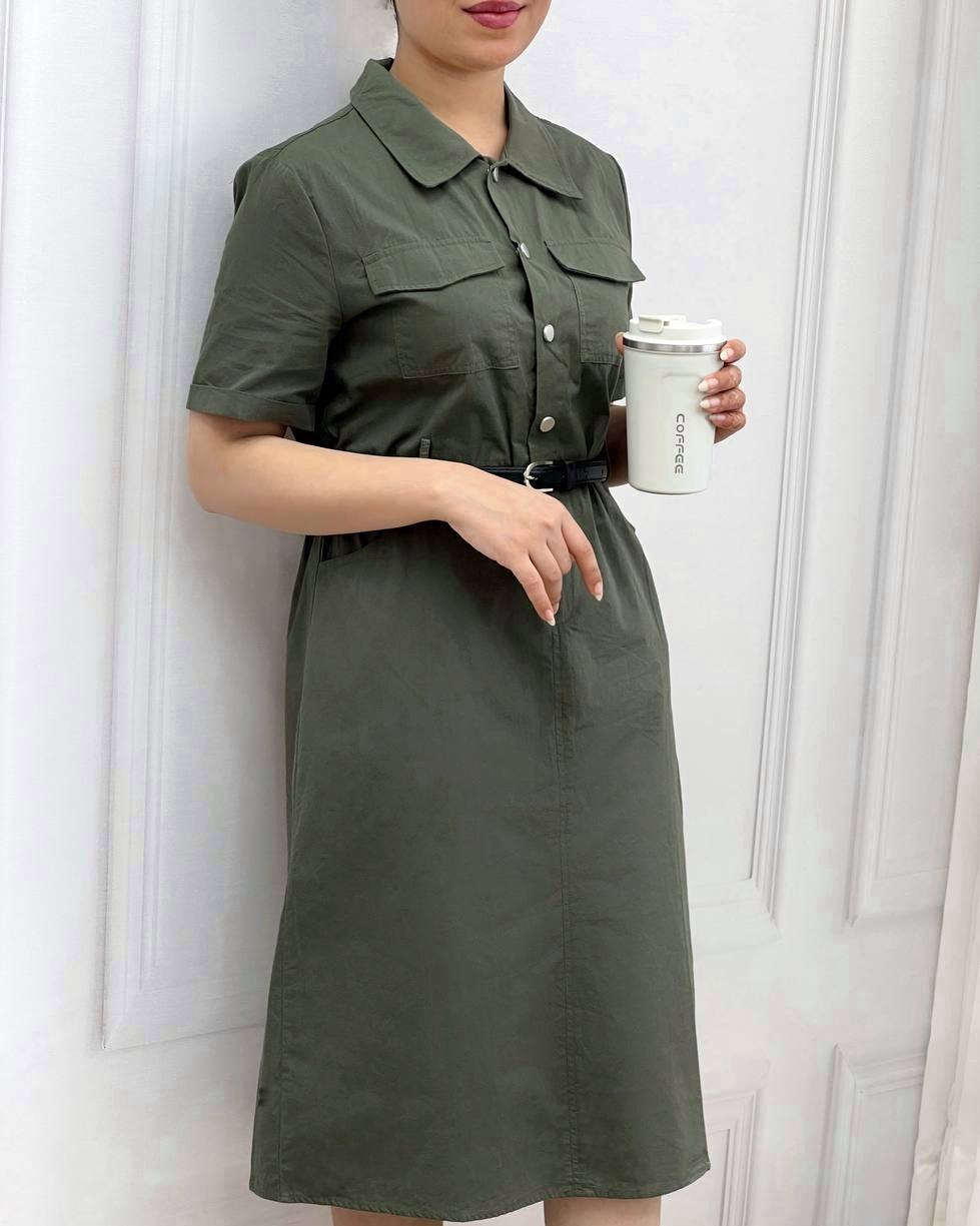 پیراهن آستین کوتاه بهمراه کمربند کد 3681