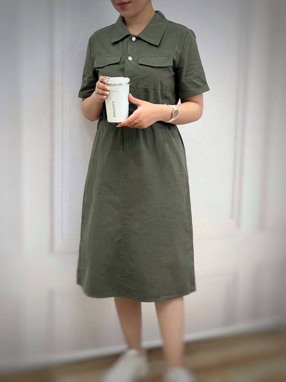 پیراهن آستین کوتاه بهمراه کمربند کد 3681