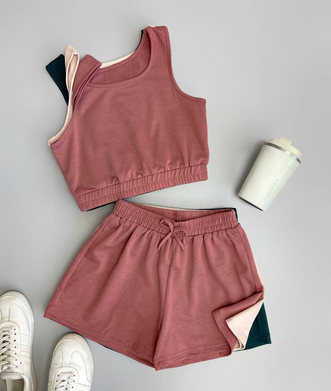 ست نیم تنه و شلوارک اسپورت کد 3682