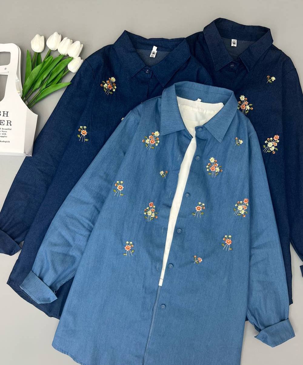 مانتو جین گلدوزی شده کد 3687