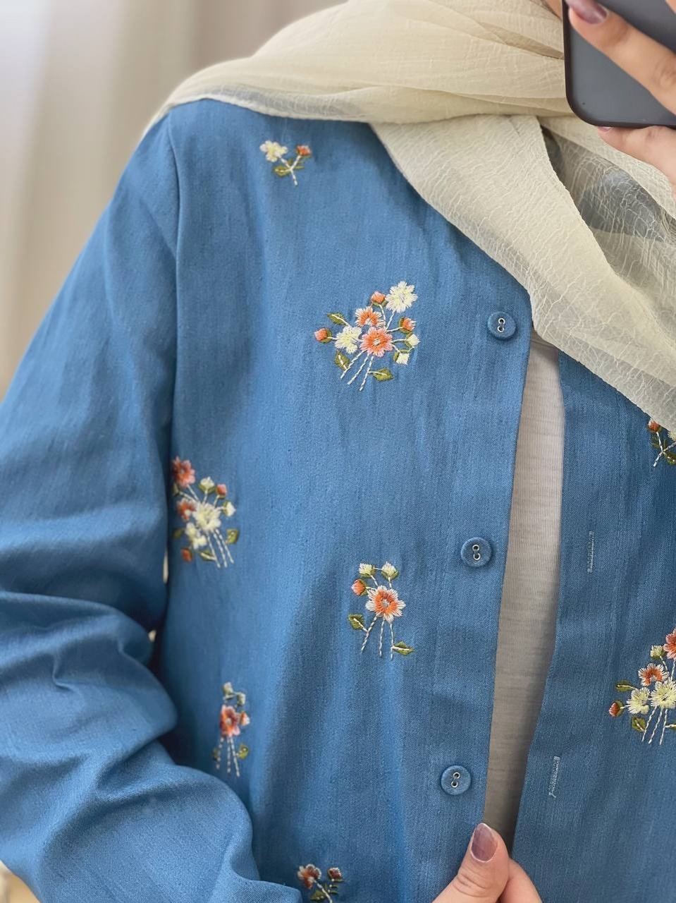 مانتو جین گلدوزی شده کد 3687