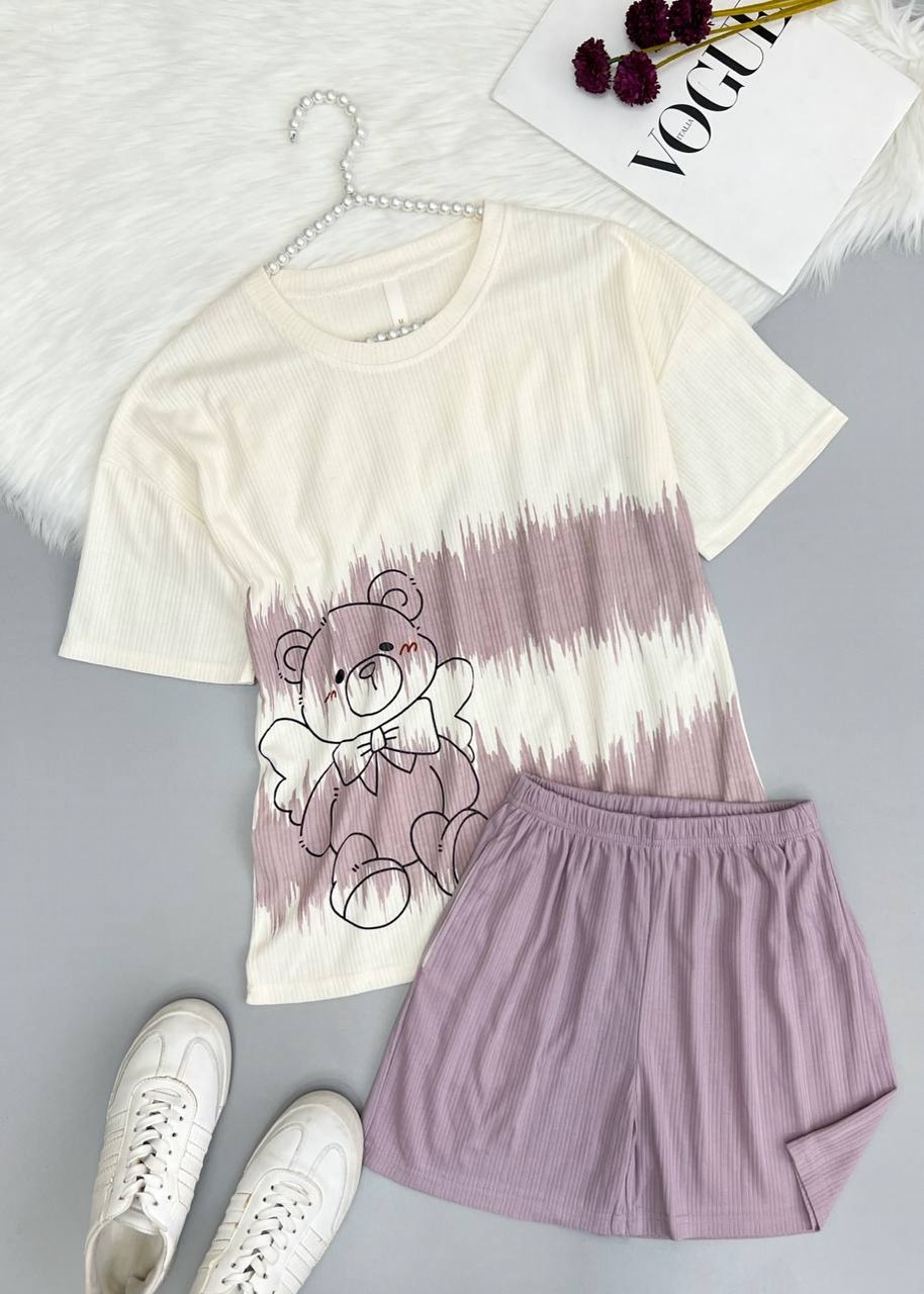 ست بلوز و شلوارک نخ کبریتی کد 3688