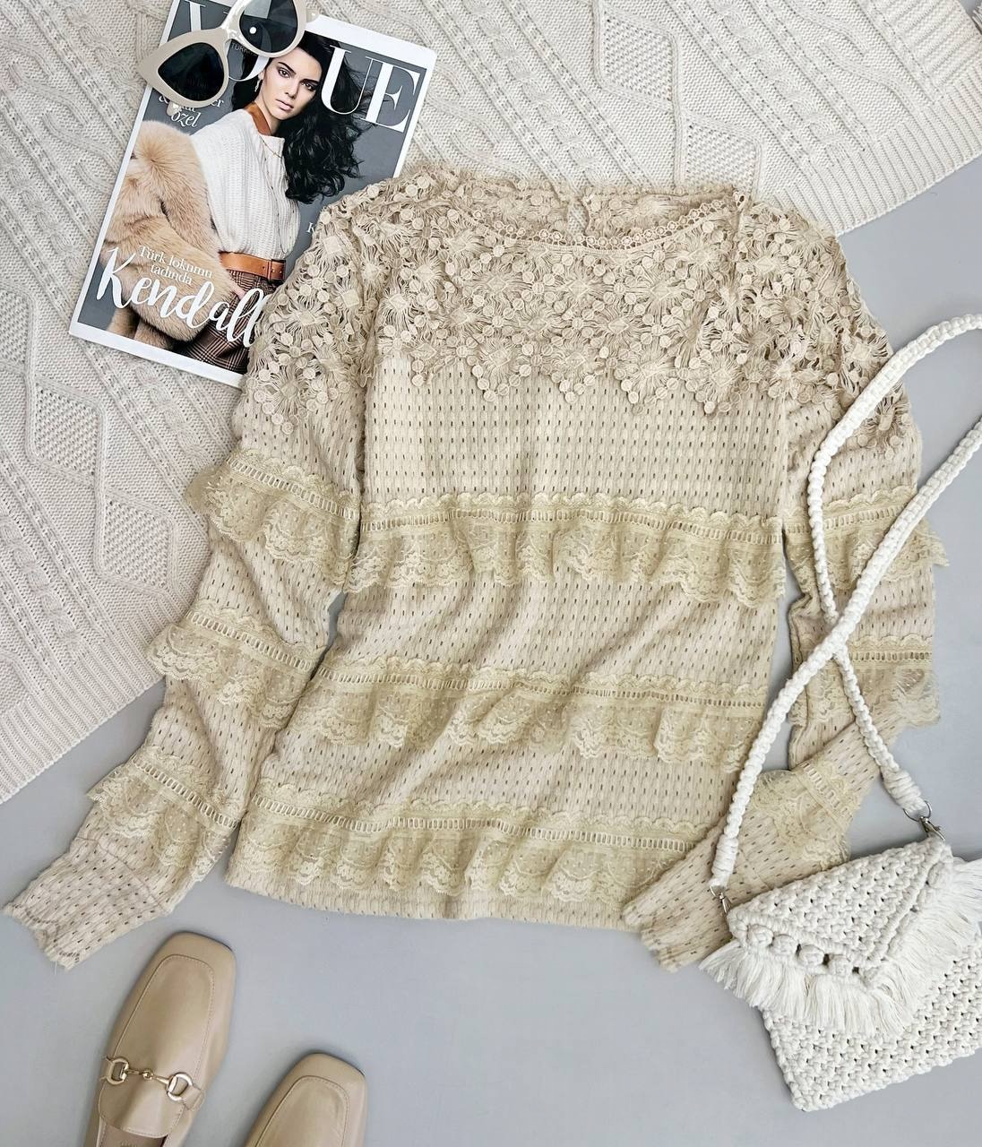 شومیز بالاتنه دانتل نوار دوزی کد 3689