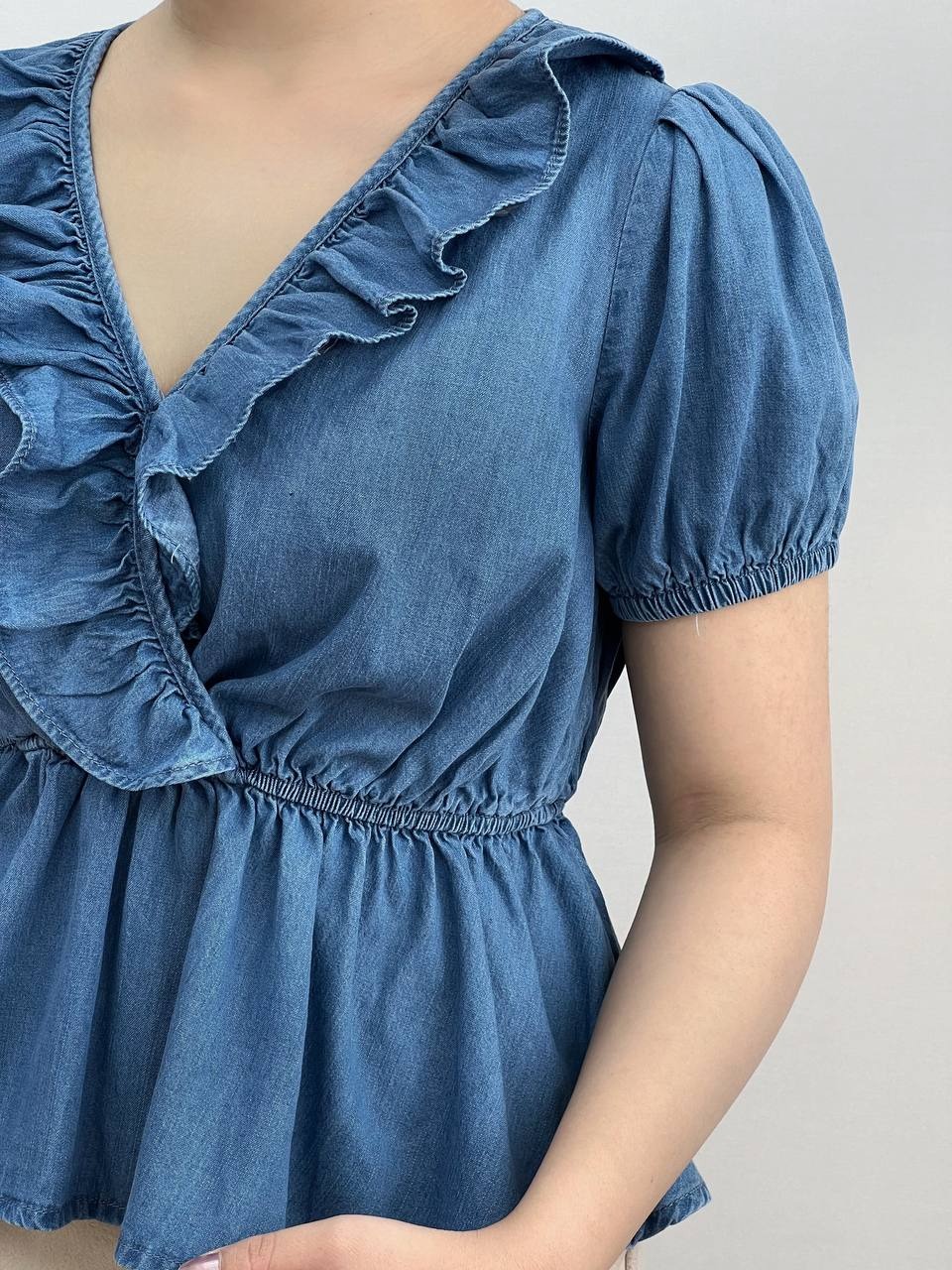 شومیز جین آستین کوتاه کد 3691