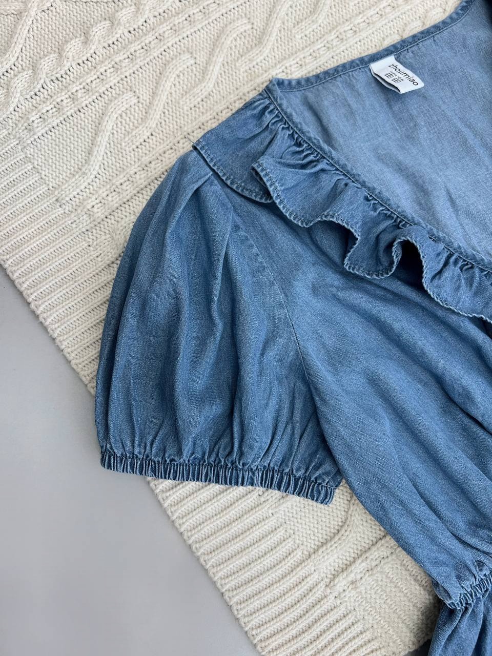 شومیز جین آستین کوتاه کد 3691