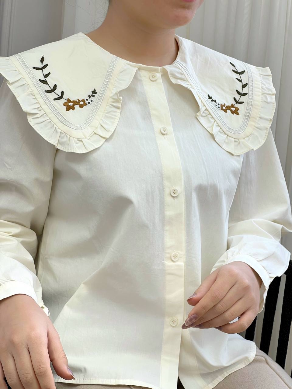 شومیز یقه گلدوزی عروسکی کد 3695