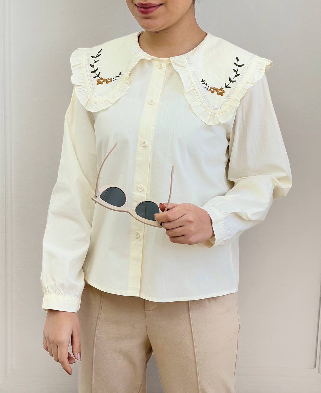 شومیز یقه گلدوزی عروسکی کد 3695