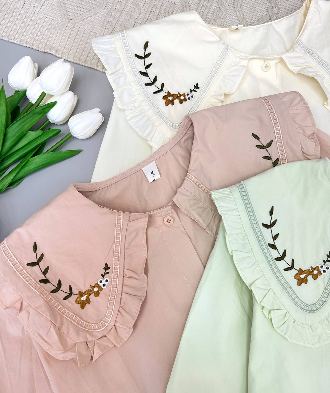 شومیز یقه گلدوزی عروسکی کد 3695