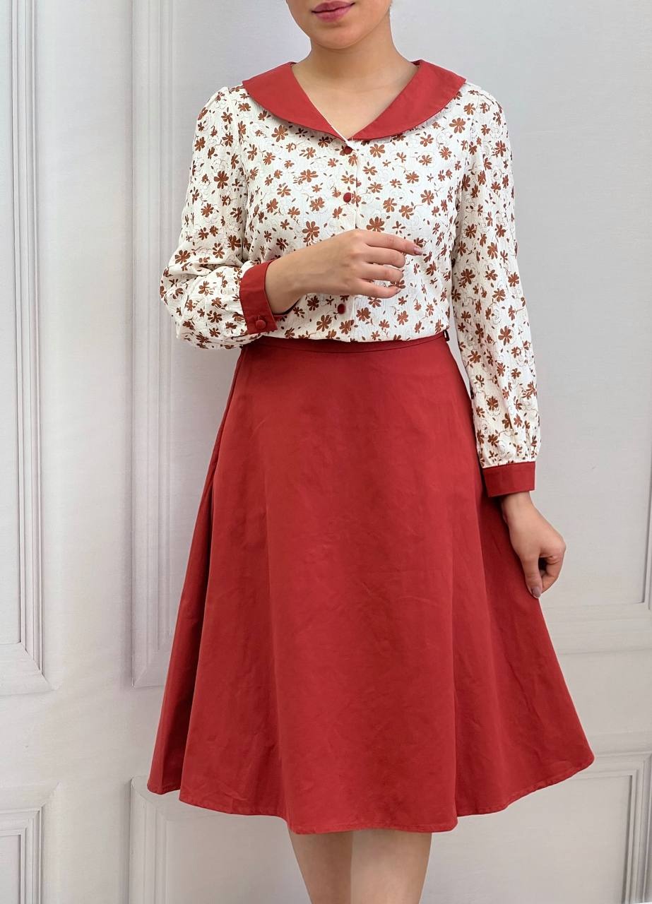 ست شومیز و دامن تکرنگ کد 3696