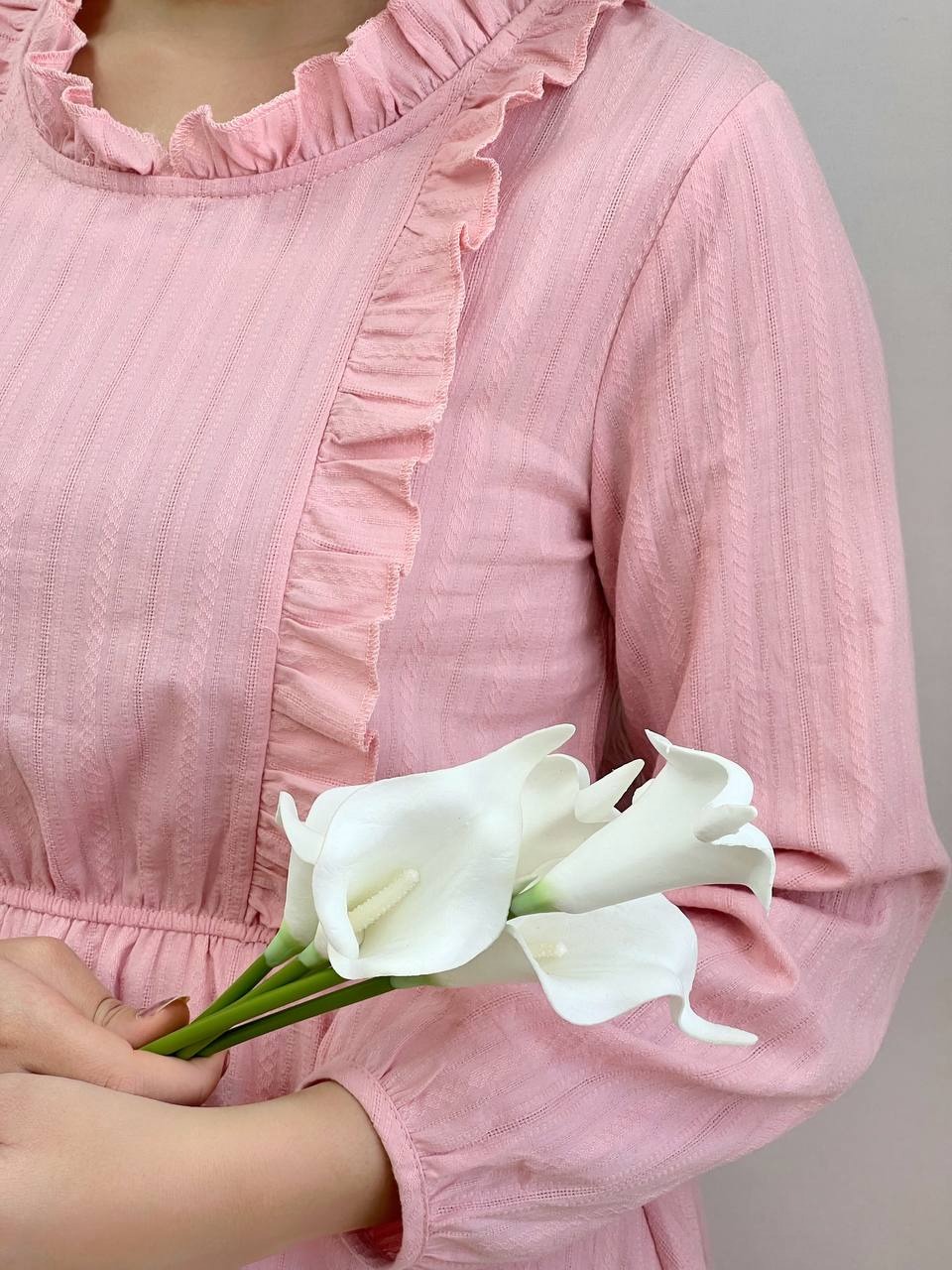 پیراهن لینن نخ گل برجسته کد 3700