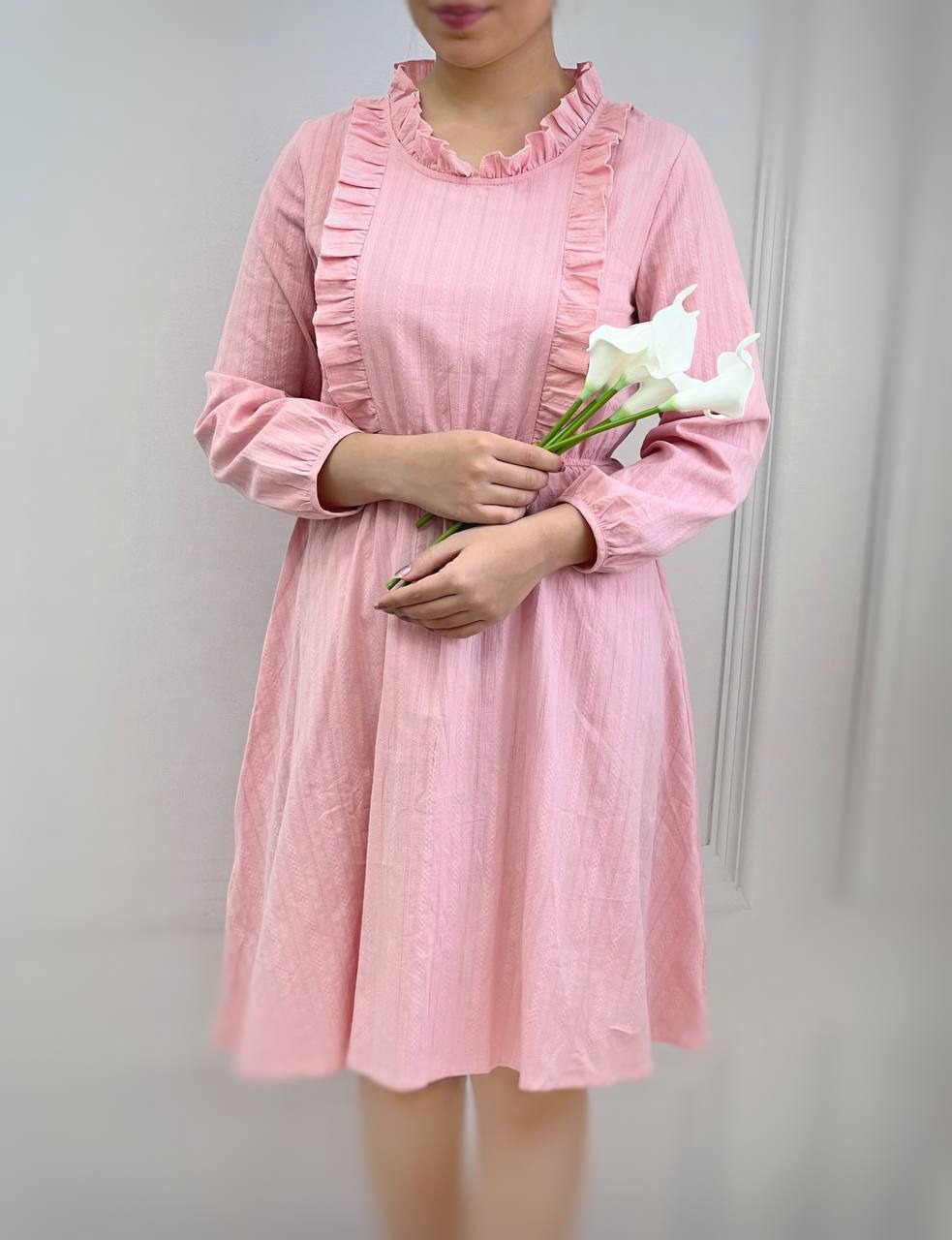 پیراهن لینن نخ گل برجسته کد 3700