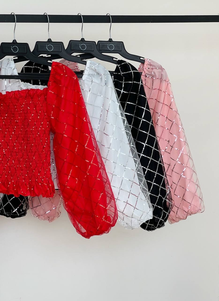 شومیز تمام پولک دولایه مدل 2 کد 3701