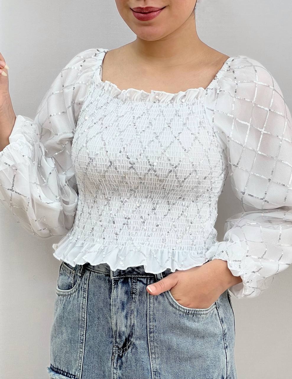 شومیز تمام پولک دولایه مدل 2 کد 3701