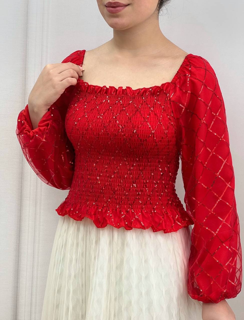 شومیز تمام پولک دولایه مدل 2 کد 3701