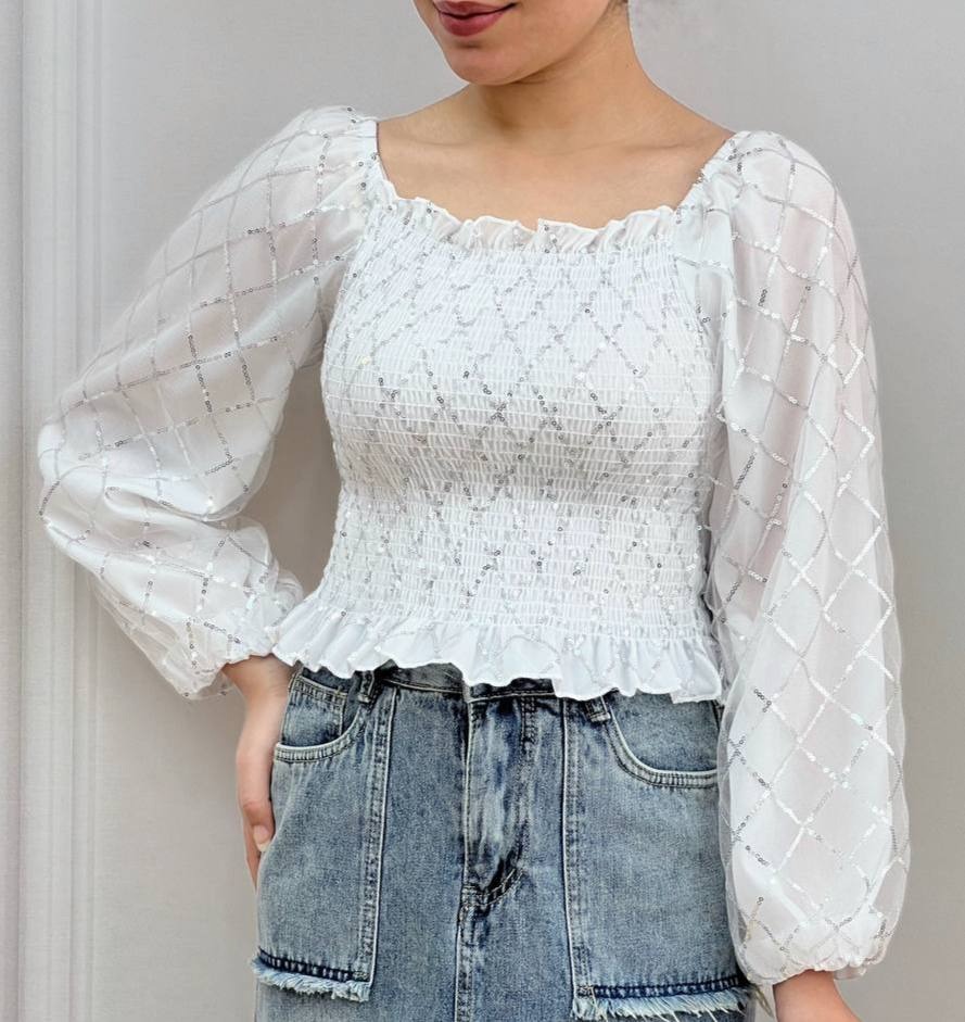 شومیز تمام پولک دولایه مدل 2 کد 3701