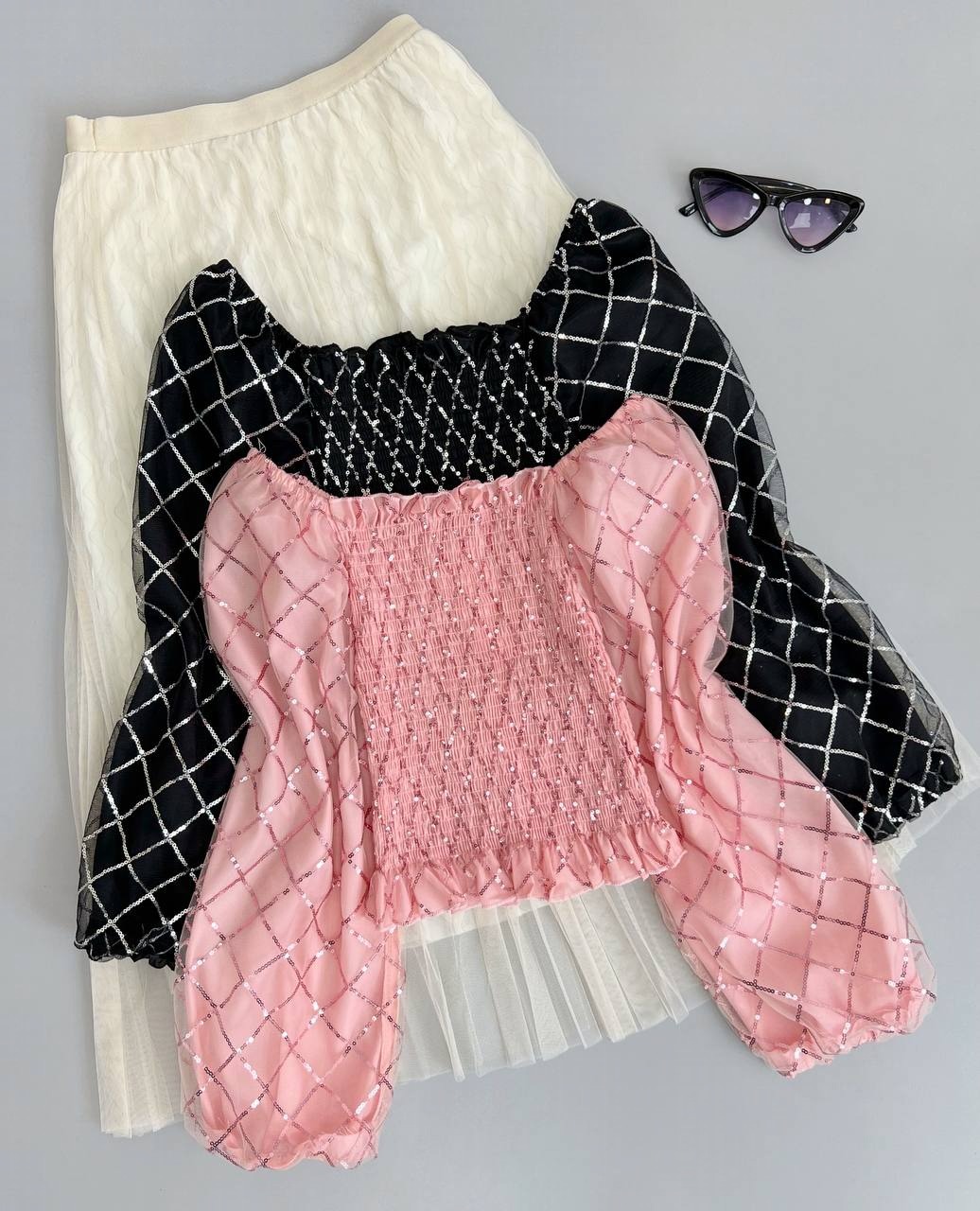 شومیز تمام پولک دولایه مدل 2 کد 3701