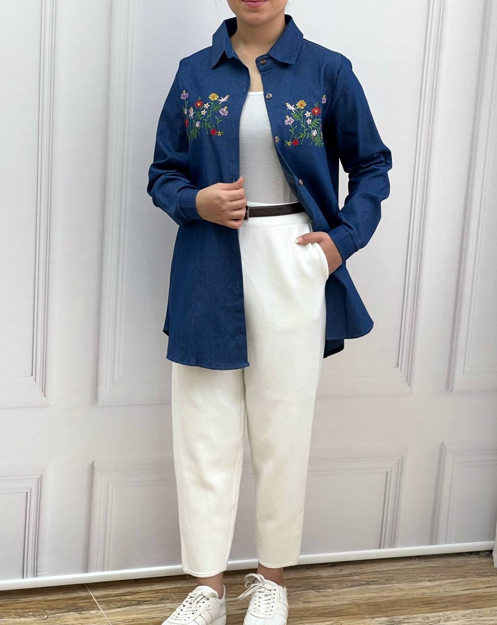 مانتو جین گلدوزی مدل 2 کد 3708