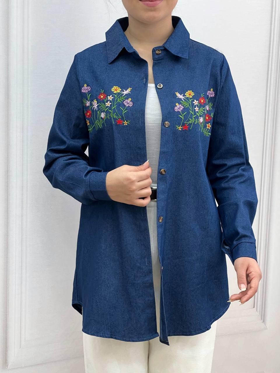 مانتو جین گلدوزی مدل 2 کد 3708