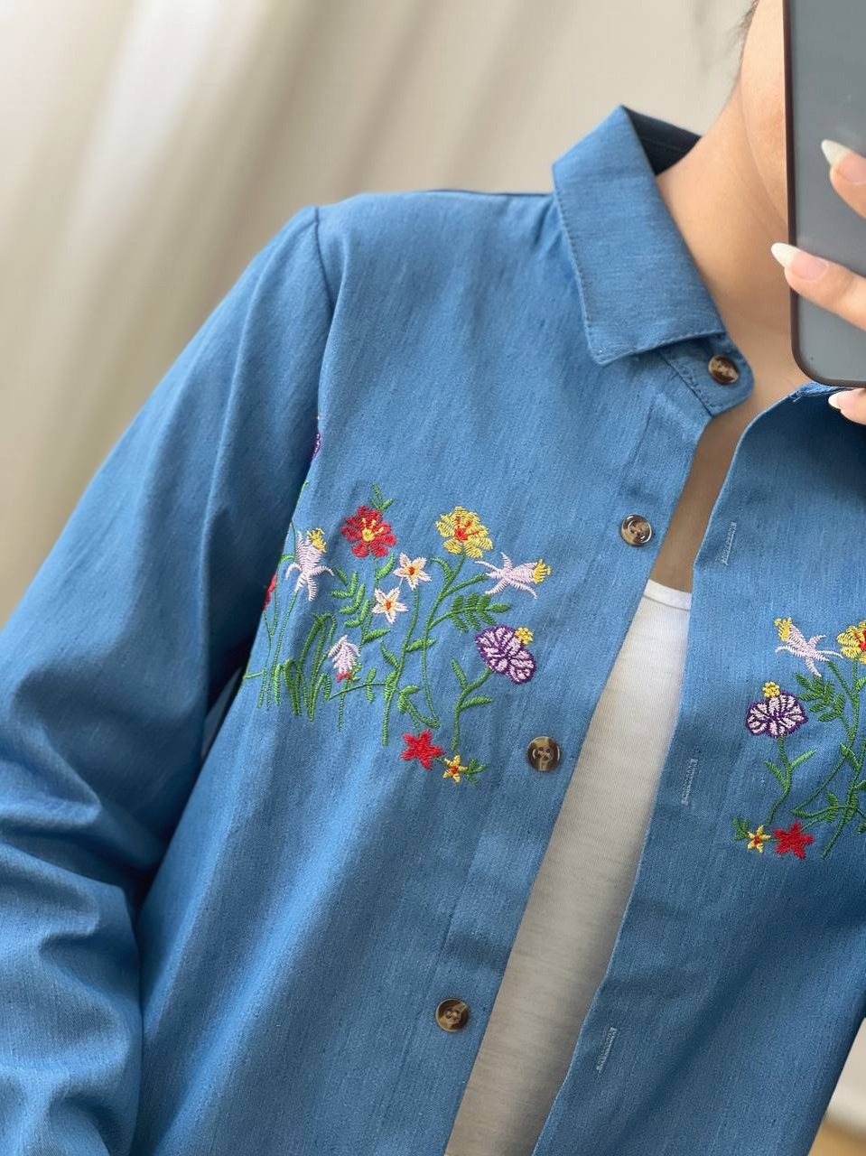 مانتو جین گلدوزی مدل 2 کد 3708