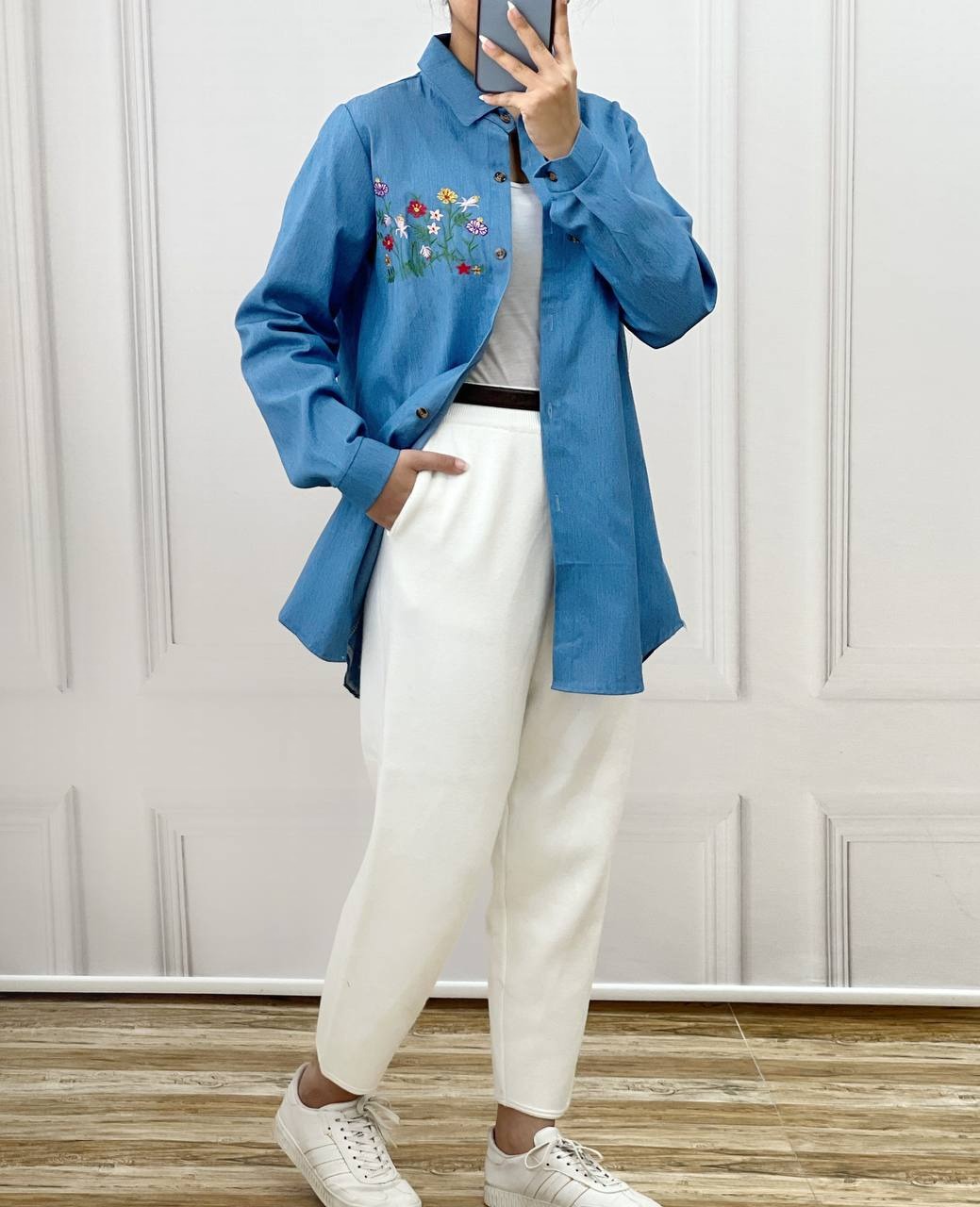 مانتو جین گلدوزی مدل 2 کد 3708