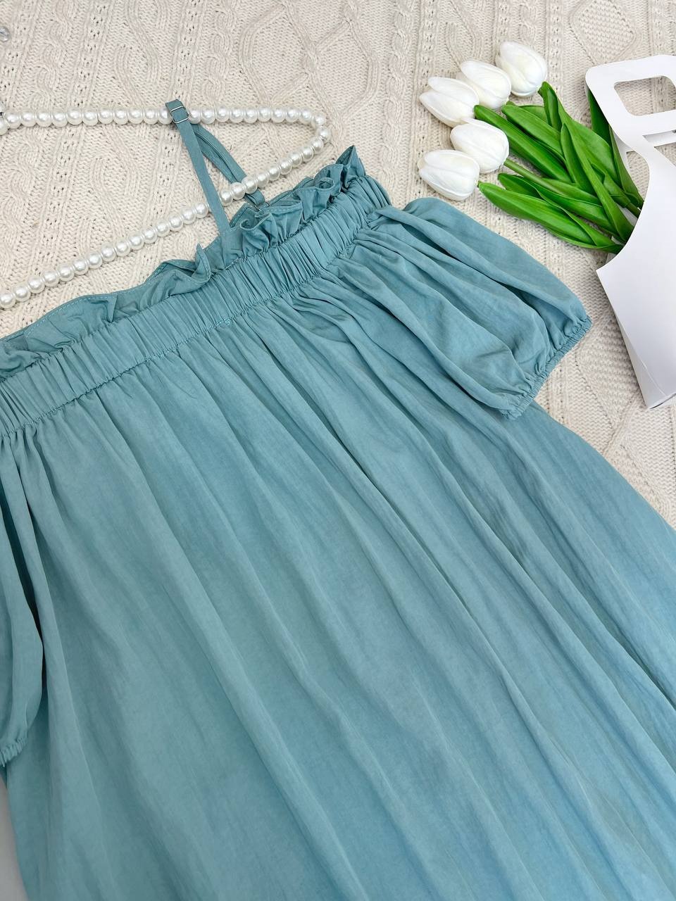 پیراهن سرشانه باز دو رنگ کد 3709